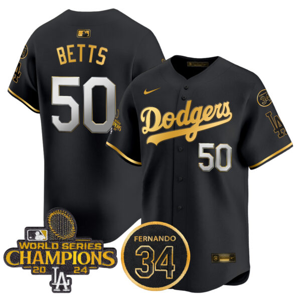 Men's Dodgers 2024 World Series Champions Patch Vapor Premier Limited Jersey V2 - All Stitched - Image 44