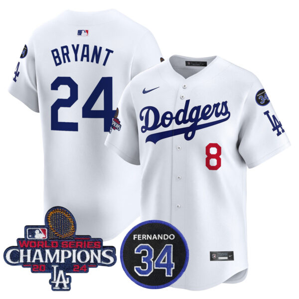 Men's Dodgers 2024 World Series Champions Patch Vapor Premier Limited Jersey V2 - All Stitched - Image 5