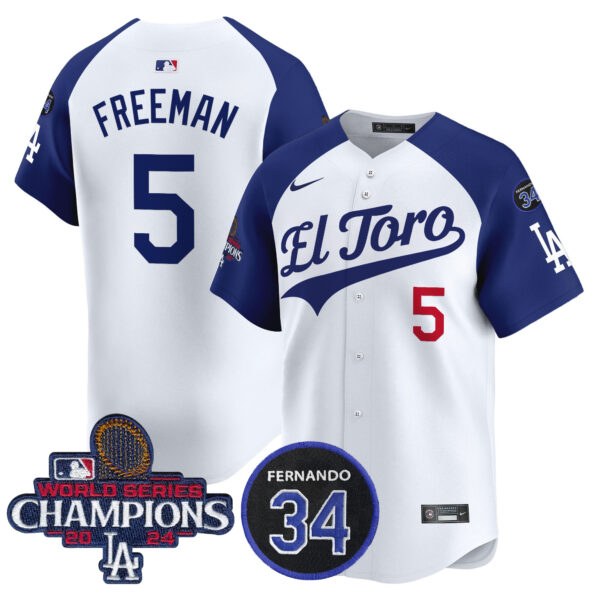 Men's Dodgers El Toro 2024 World Series Champions Patch Vapor Premier Limited Jersey - All Stitched - Image 23