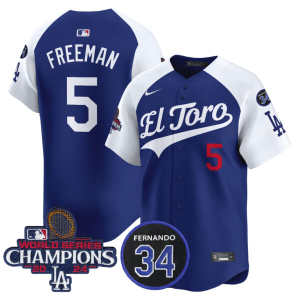 Men's Dodgers El Toro 2024 World Series Champions Patch Vapor Premier Limited Jersey - All Stitched - Image 33