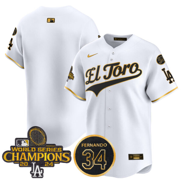 Men's Dodgers El Toro 2024 World Series Champions Patch Vapor Premier Limited Jersey - All Stitched - Image 60