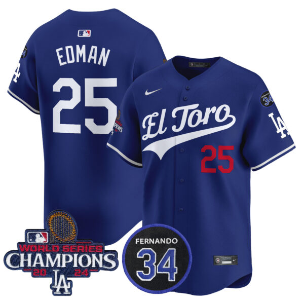 Men's Dodgers El Toro 2024 World Series Champions Patch Vapor Premier Limited Jersey - All Stitched - Image 19