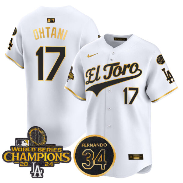 Men's Dodgers El Toro 2024 World Series Champions Patch Vapor Premier Limited Jersey - All Stitched - Image 52