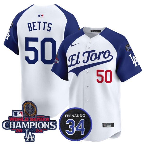 Men's Dodgers El Toro 2024 World Series Champions Patch Vapor Premier Limited Jersey - All Stitched - Image 24