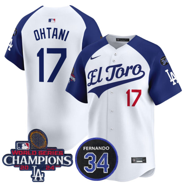Men's Dodgers El Toro 2024 World Series Champions Patch Vapor Premier Limited Jersey - All Stitched - Image 22