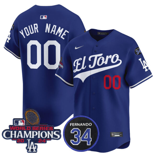 Dodgers El Toro 2024 World Series Champions Patch Vapor Premier Limited Custom Jersey - All Stitched - Image 2