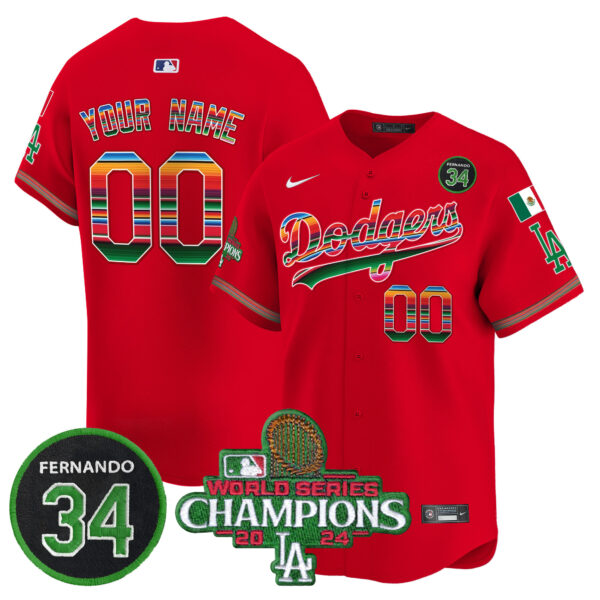 Dodgers Mexico 2024 World Series Champions Vapor Premier Limited Custom Jersey V2 - All Stitched - Image 6