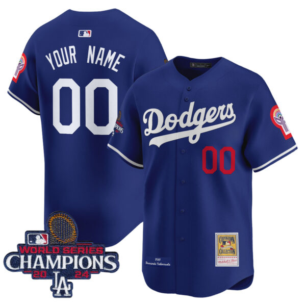 Dodgers Fernando 1981 & 2024 World Series Champions Patch Cooperstown Custom Jersey - All Stitched - Image 2