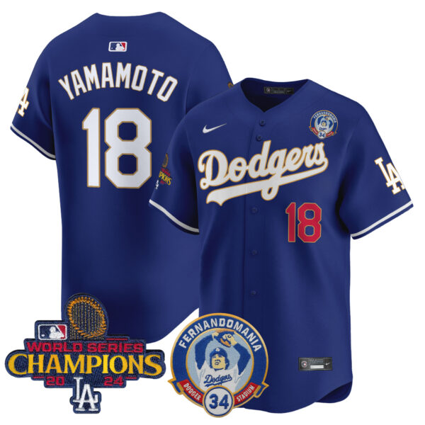 Men's Dodgers Fernando & 2024 World Series Champions Patch Vapor Premier Limited Jersey - All Stitched - Image 38