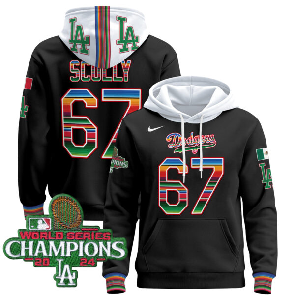 Men's Dodgers Mexico 2024 World Series Champions Pullover Hoodie - All Stitched - Image 26