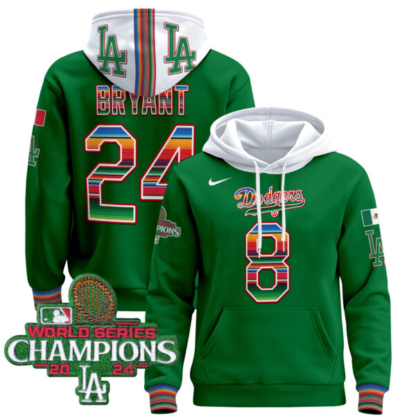 Men's Dodgers Mexico 2024 World Series Champions Pullover Hoodie - All Stitched - Image 35