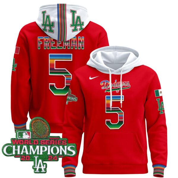 Men's Dodgers Mexico 2024 World Series Champions Pullover Hoodie - All Stitched - Image 43