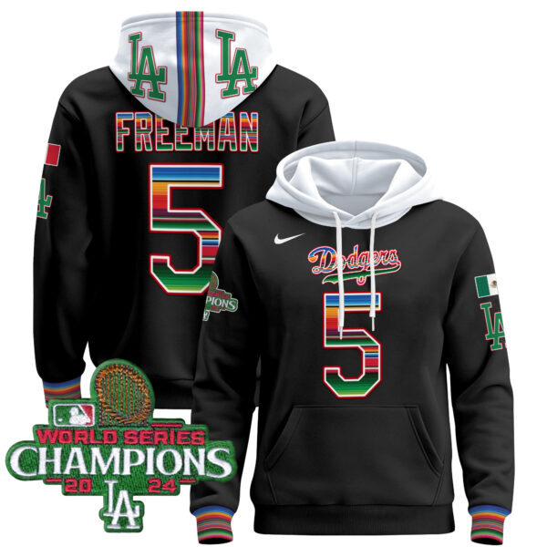 Men's Dodgers Mexico 2024 World Series Champions Pullover Hoodie - All Stitched - Image 23