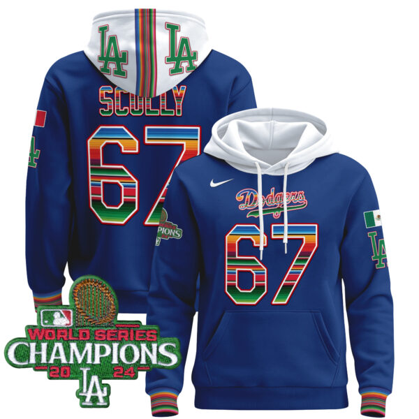 Men's Dodgers Mexico 2024 World Series Champions Pullover Hoodie - All Stitched - Image 16
