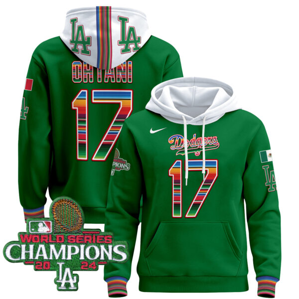 Men's Dodgers Mexico 2024 World Series Champions Pullover Hoodie - All Stitched - Image 32