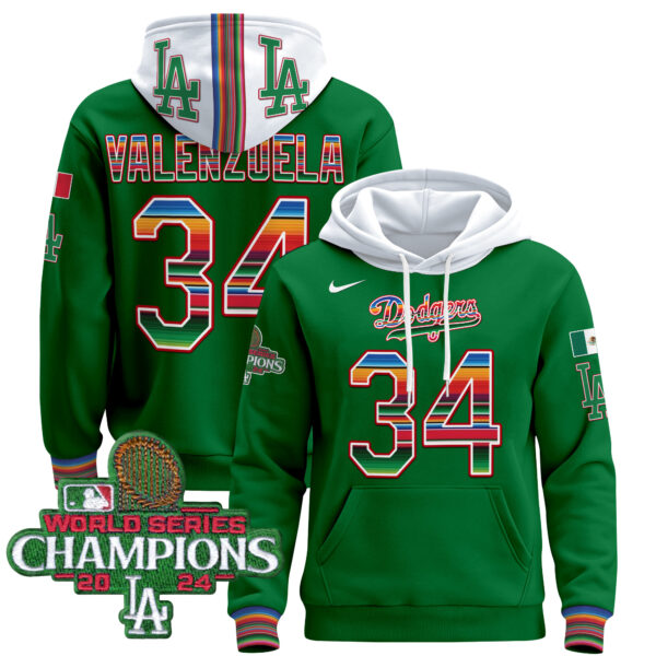 Men's Dodgers Mexico 2024 World Series Champions Pullover Hoodie - All Stitched - Image 31