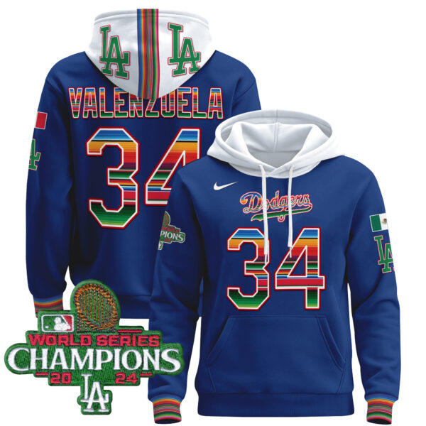 Men's Dodgers Mexico 2024 World Series Champions Pullover Hoodie - All Stitched - Image 11