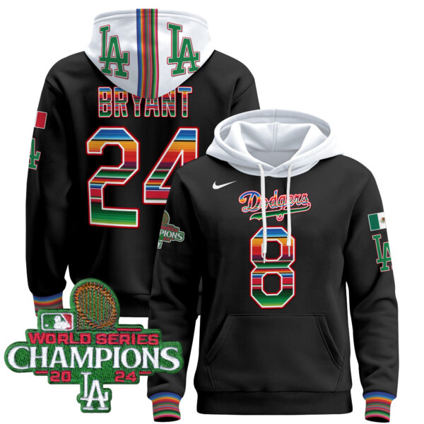 Men's Dodgers Mexico 2024 World Series Champions Pullover Hoodie - All Stitched - Image 25