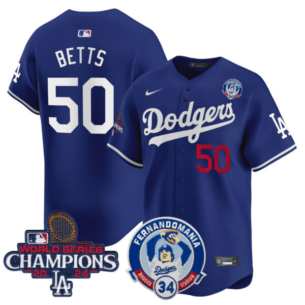 Men's Dodgers Fernando & 2024 World Series Champions Patch Vapor Premier Limited Jersey V2 - All Stitched - Image 14