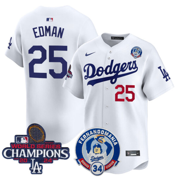 Men's Dodgers Fernando & 2024 World Series Champions Patch Vapor Premier Limited Jersey V2 - All Stitched - Image 9