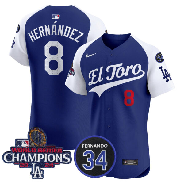 Men's Dodgers El Toro 2024 World Series Champions Patch Vapor Premier Elite Jersey - All Stitched - Image 37