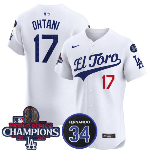 Men's Dodgers El Toro 2024 World Series Champions Patch Vapor Premier Elite Jersey - All Stitched - Image 2