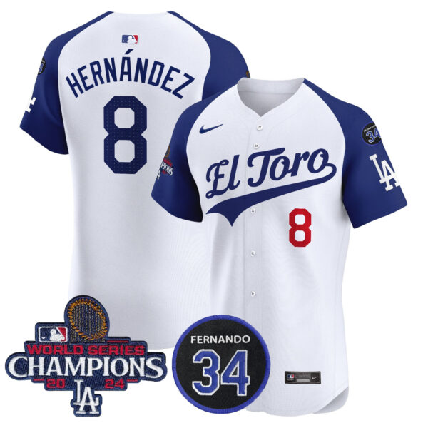 Men's Dodgers El Toro 2024 World Series Champions Patch Vapor Premier Elite Jersey - All Stitched - Image 27