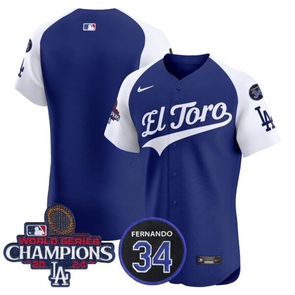 Men's Dodgers El Toro 2024 World Series Champions Patch Vapor Premier Elite Jersey - All Stitched - Image 40