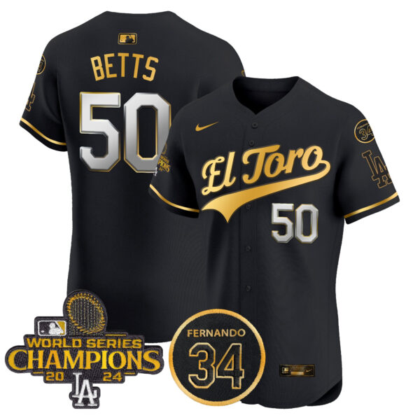 Men's Dodgers El Toro 2024 World Series Champions Patch Vapor Premier Elite Jersey - All Stitched - Image 44