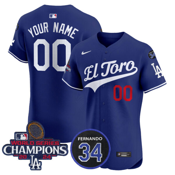Dodgers El Toro 2024 World Series Champions Patch Vapor Premier Elite Custom Jersey - All Stitched - Image 2