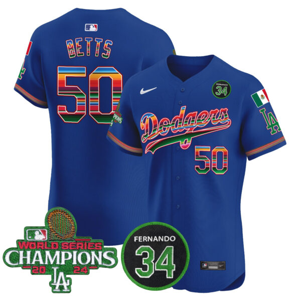 Men's Dodgers Mexico 2024 World Series Champions Vapor Premier Elite Jersey V2 - All Stitched - Image 14
