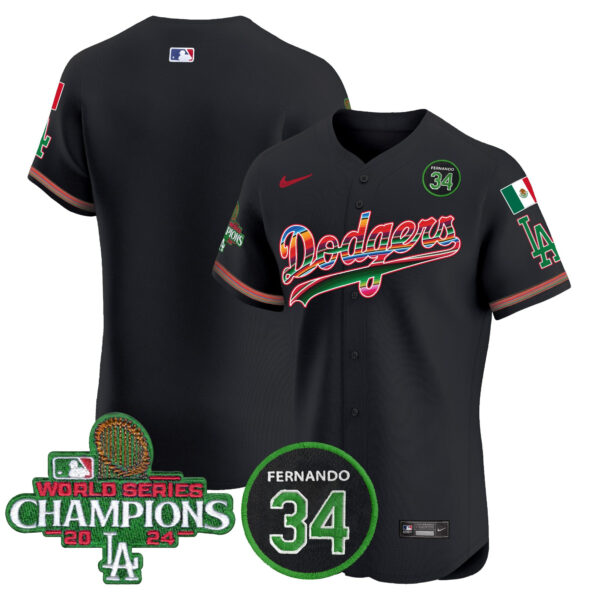 Men's Dodgers Mexico 2024 World Series Champions Vapor Premier Elite Jersey V2 - All Stitched - Image 30
