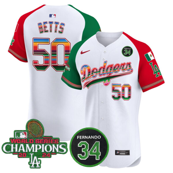 Men's Dodgers Mexico 2024 World Series Champions Vapor Premier Elite Jersey V2 - All Stitched - Image 34