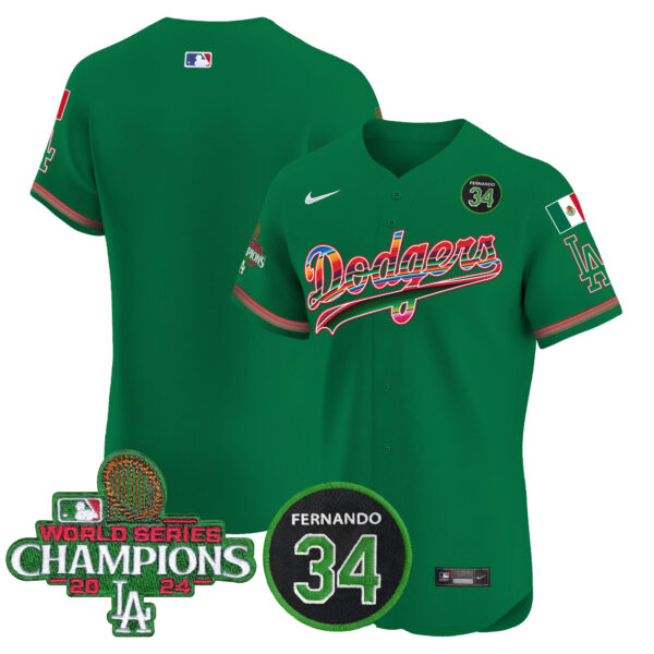 Men's Dodgers Mexico 2024 World Series Champions Vapor Premier Elite Jersey V2 - All Stitched - Image 50