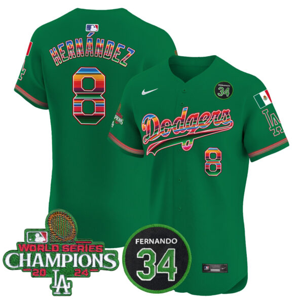 Men's Dodgers Mexico 2024 World Series Champions Vapor Premier Elite Jersey V2 - All Stitched - Image 47