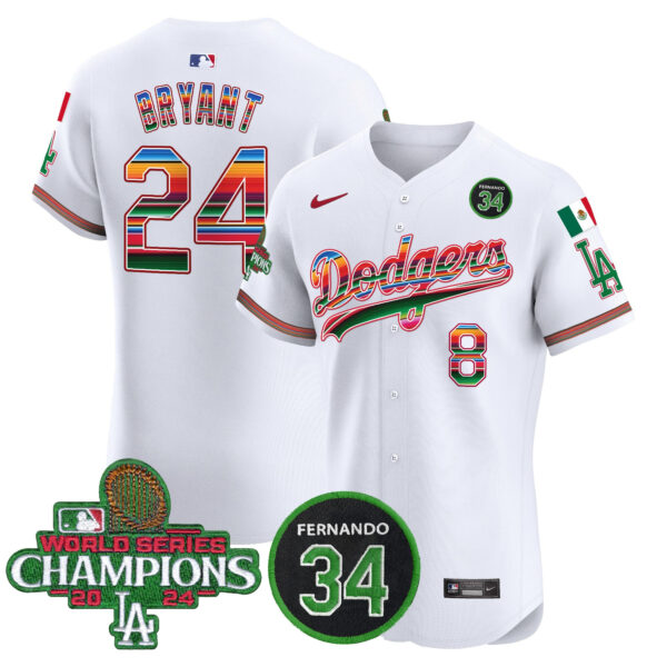 Men's Dodgers Mexico 2024 World Series Champions Vapor Premier Elite Jersey V2 - All Stitched - Image 5