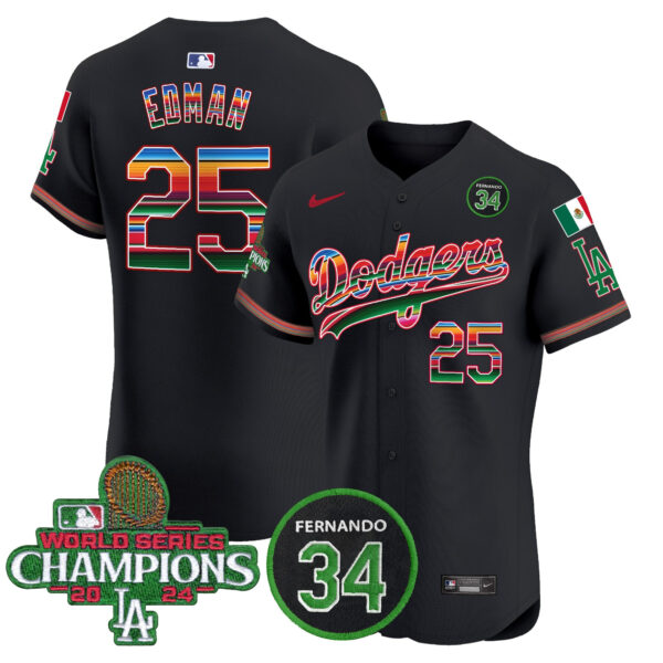 Men's Dodgers Mexico 2024 World Series Champions Vapor Premier Elite Jersey V2 - All Stitched - Image 29