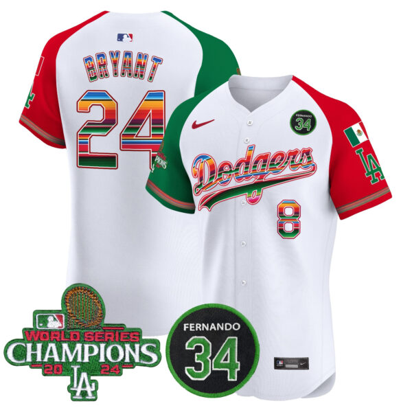 Men's Dodgers Mexico 2024 World Series Champions Vapor Premier Elite Jersey V2 - All Stitched - Image 35