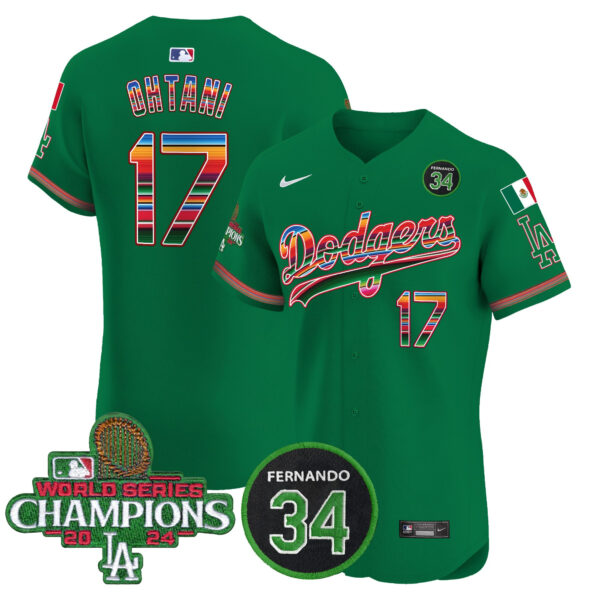 Men's Dodgers Mexico 2024 World Series Champions Vapor Premier Elite Jersey V2 - All Stitched - Image 42