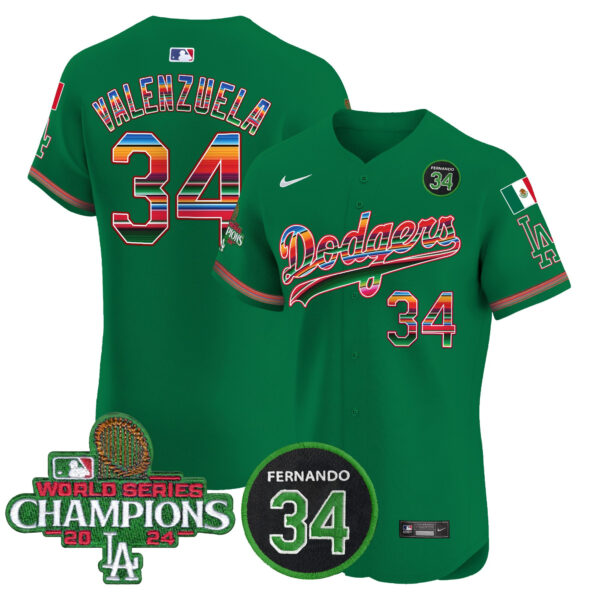 Men's Dodgers Mexico 2024 World Series Champions Vapor Premier Elite Jersey V2 - All Stitched - Image 41