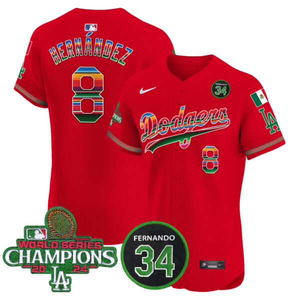 Men's Dodgers Mexico 2024 World Series Champions Vapor Premier Elite Jersey V2 - All Stitched - Image 57