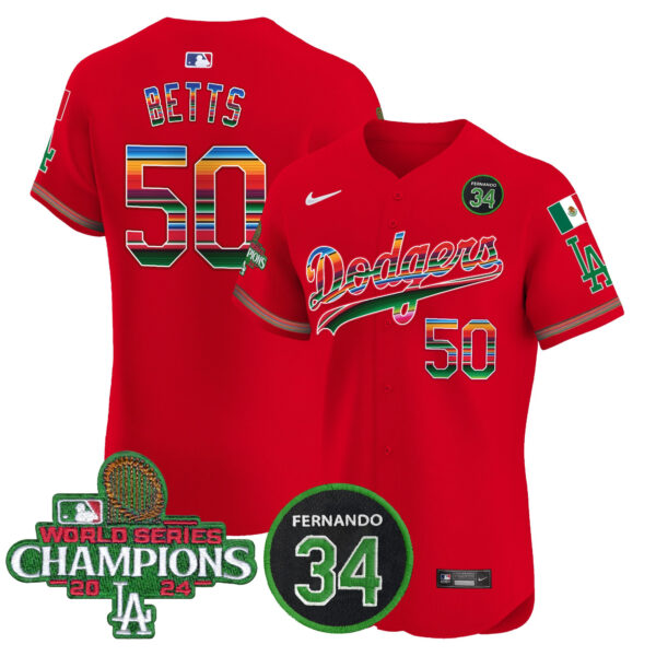 Men's Dodgers Mexico 2024 World Series Champions Vapor Premier Elite Jersey V2 - All Stitched - Image 54