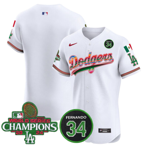 Men's Dodgers Mexico 2024 World Series Champions Vapor Premier Elite Jersey V2 - All Stitched - Image 10
