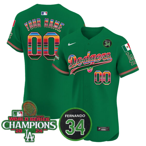 Dodgers Mexico 2024 World Series Champions Vapor Premier Elite Custom Jersey V2 - All Stitched - Image 5