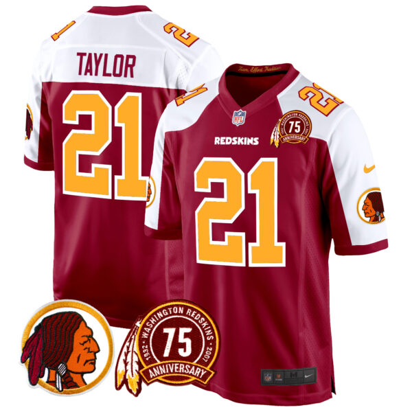 Men's Washington Redskins 75th Patch Throwback Game Jersey - All Stitched - Image 6
