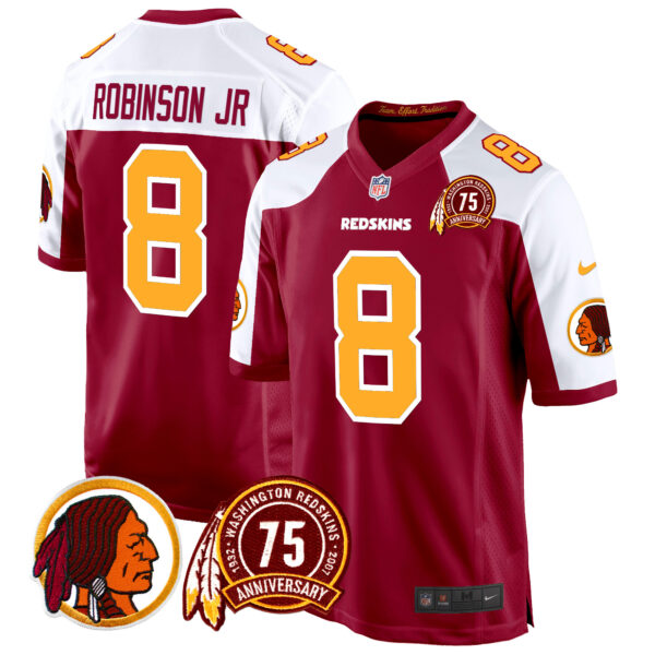 Men's Washington Redskins 75th Patch Throwback Game Jersey - All Stitched - Image 2