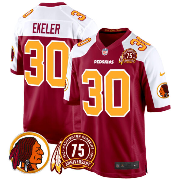 Men's Washington Redskins 75th Patch Throwback Game Jersey - All Stitched - Image 3