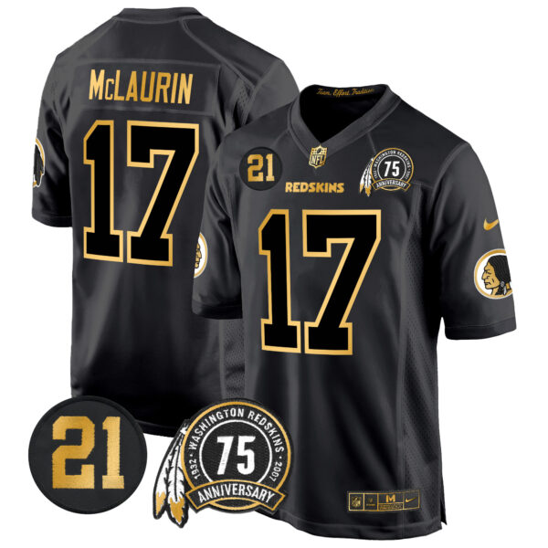 Men's Washington Redskins 75th & Sean Taylor Patch Gold Game Jersey - All Stitched - Image 20