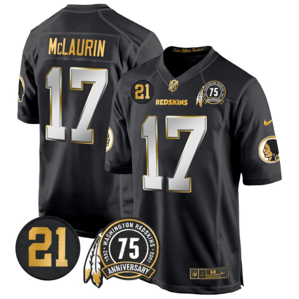 Men's Washington Redskins 75th & Sean Taylor Patch Gold Game Jersey - All Stitched - Image 27