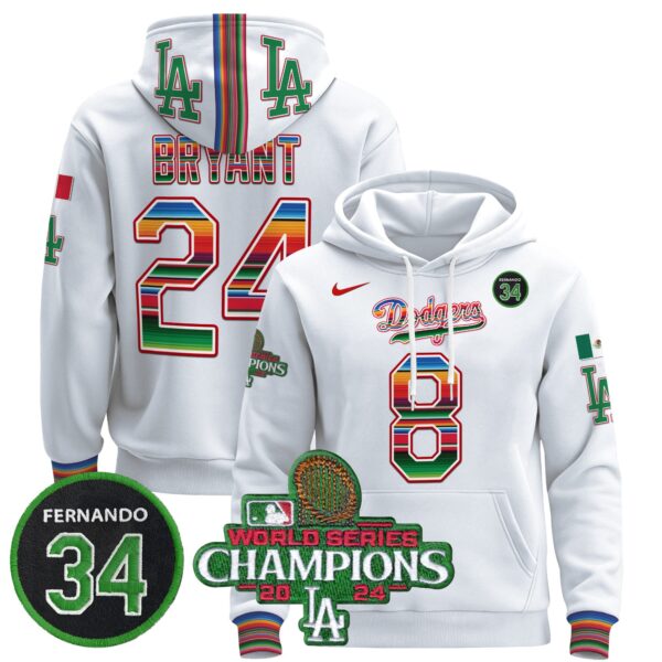 Men's Dodgers Mexico 2024 World Series Champions Pullover Hoodie V2 - All Stitched - Image 5